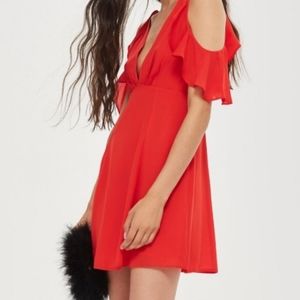 Topshop Plunging Red Mini Dress
